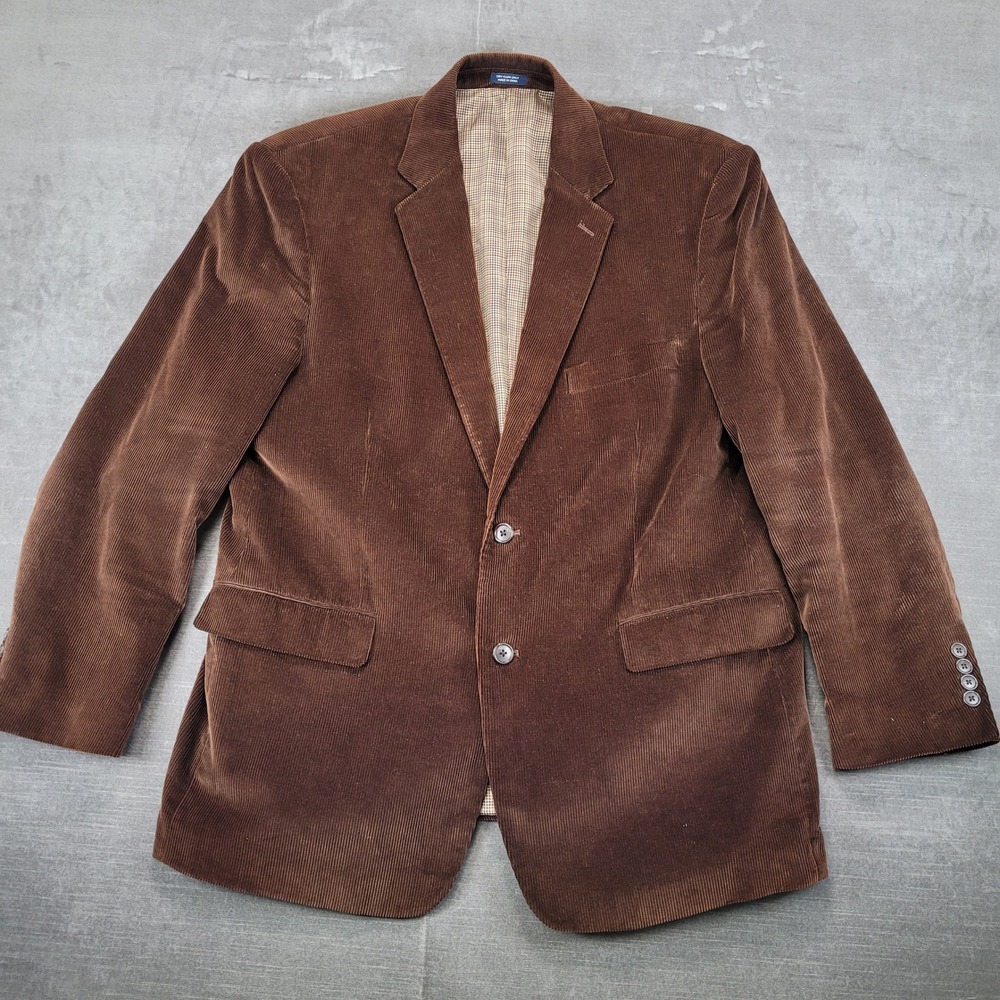 Saddlebred Mens Brown Corduroy Blazer Jacket Two Button Notch Lapel‎ Sport Coat